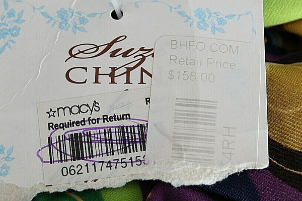Suzi Chin NEW $158 Sz 14 Blue Teal Multi Boat Neck Poly Blend Sheath Dress
