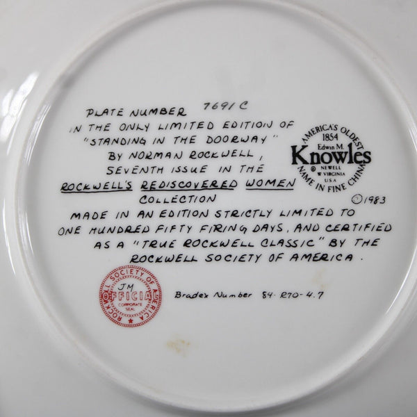 Edwin M Knowles 1854 Standing In The Doorway By Norman Rockwell #7691C Plate