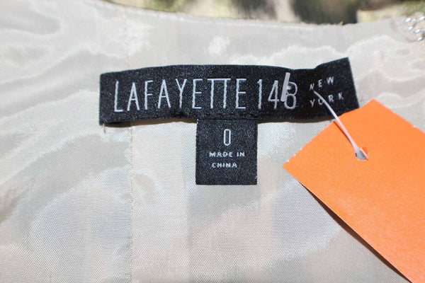 Lafayette 148 Sz 0 Tan Olive Animal Print Black Belted Tie Waist Polyester Dress