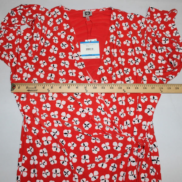 Anne Klein Dress NEW $100 Sz XL Red White Black Floral Polyester Elastane