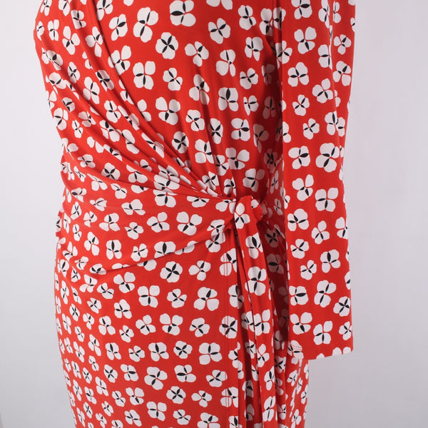 Anne Klein Dress NEW $100 Sz XL Red White Black Floral Polyester Elastane