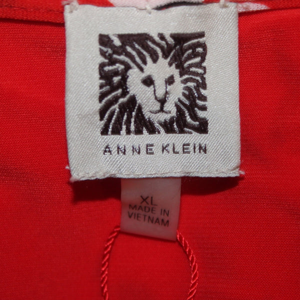 Anne Klein Dress NEW $100 Sz XL Red White Black Floral Polyester Elastane