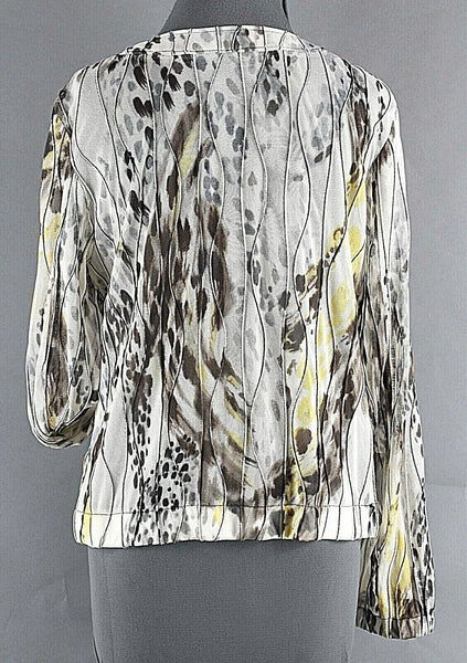 Peck & Peck Sz M Beige Brown Yellow Stretch Lite Mesh Zip Poly Blend Jacket