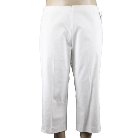Eleven NEW Sz 16 x 23 White Elastic Waist Zip Front Cotton Spandex Capri Pant