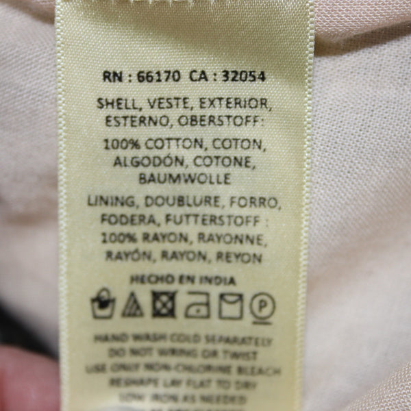 Akemi Kin Dress Sz XS Navy Cream Tan Red Lined Asymmetrical 100% Cotton Dress