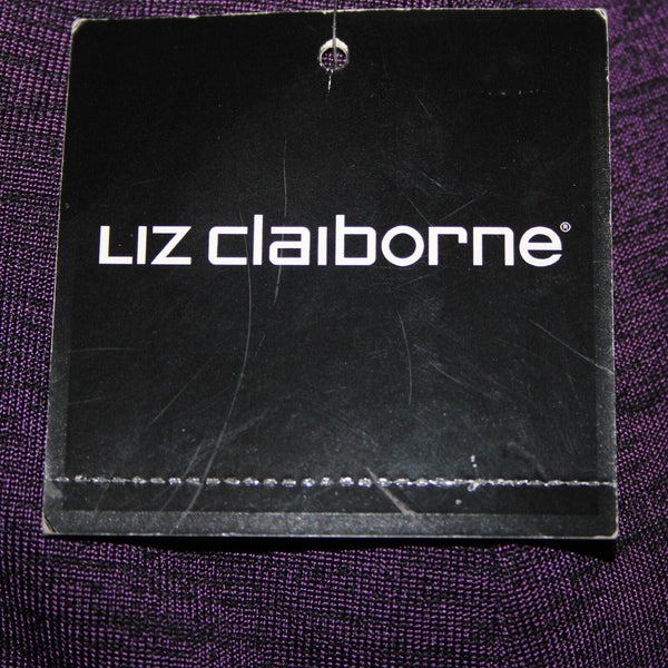 Liz Claiborne NEW $36 Sz S Purple Black Elastic Waist Lined Rayon Poly Skirt