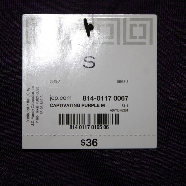 Liz Claiborne NEW $36 Sz S Purple Black Elastic Waist Lined Rayon Poly Skirt