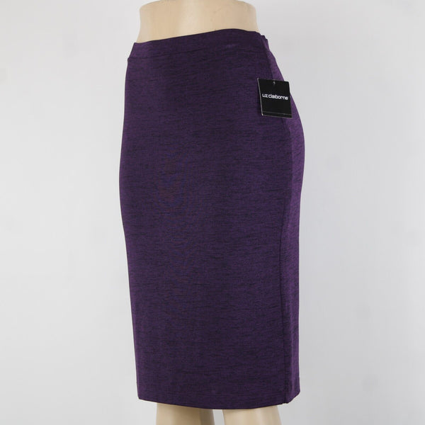 Liz Claiborne NEW $36 Sz S Purple Black Elastic Waist Lined Rayon Poly Skirt