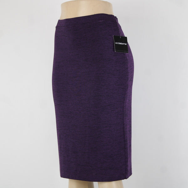 Liz Claiborne NEW $36 Sz S Purple Black Elastic Waist Lined Rayon Poly Skirt
