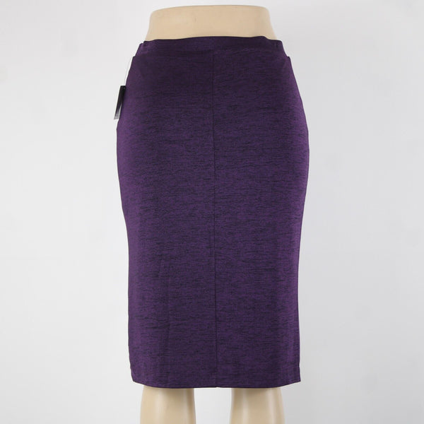 Liz Claiborne NEW $36 Sz S Purple Black Elastic Waist Lined Rayon Poly Skirt
