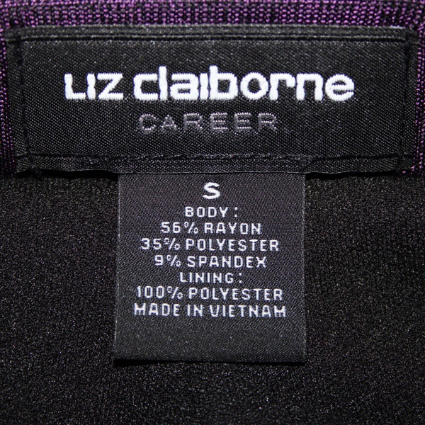 Liz Claiborne NEW $36 Sz S Purple Black Elastic Waist Lined Rayon Poly Skirt