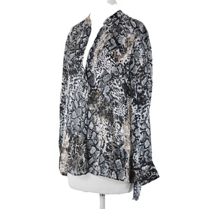 Alice Olivia NEW $295 Sz L Black Multi Color Animal Print Viscose Polyester Top