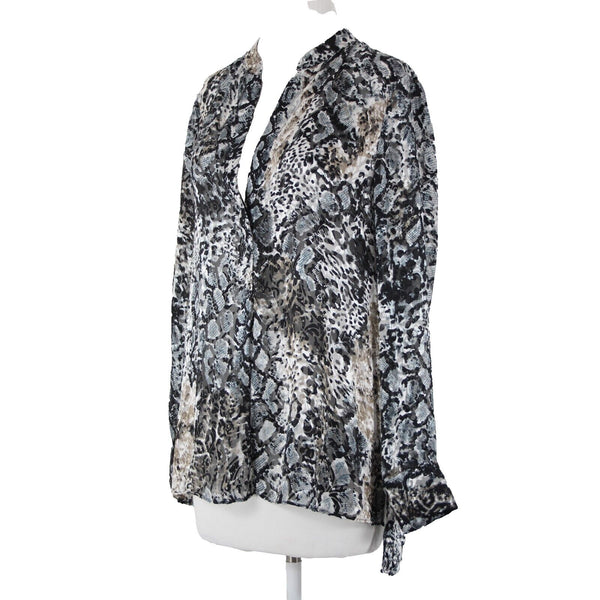 Alice Olivia NEW $295 Sz L Black Multi Color Animal Print Viscose Polyester Top