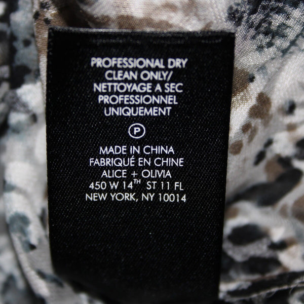 Alice Olivia NEW $295 Sz L Black Multi Color Animal Print Viscose Polyester Top