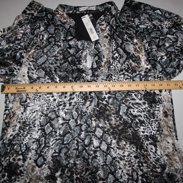 Alice Olivia NEW $295 Sz L Black Multi Color Animal Print Viscose Polyester Top