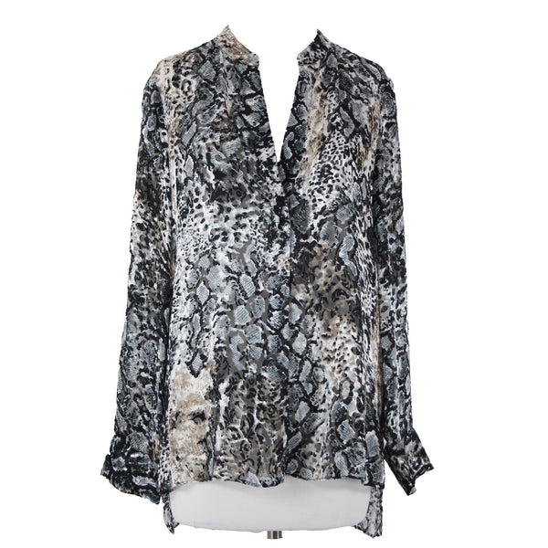 Alice Olivia NEW $295 Sz L Black Multi Color Animal Print Viscose Polyester Top