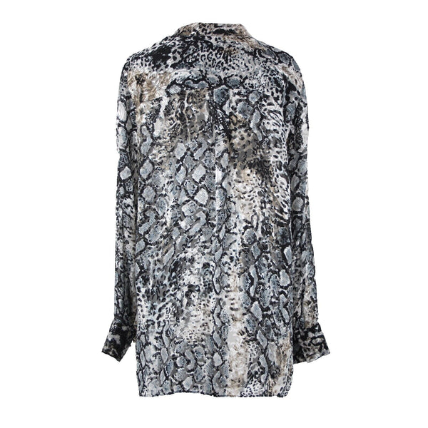 Alice Olivia NEW $295 Sz L Black Multi Color Animal Print Viscose Polyester Top
