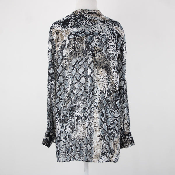 Alice Olivia NEW $295 Sz L Black Multi Color Animal Print Viscose Polyester Top