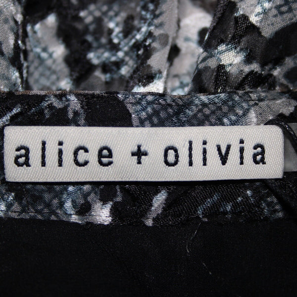 Alice Olivia NEW $295 Sz L Black Multi Color Animal Print Viscose Polyester Top