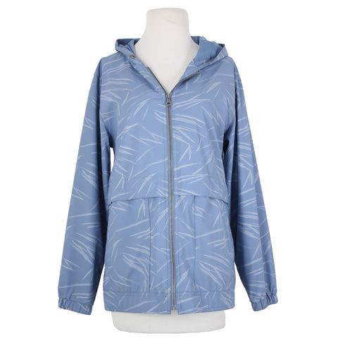 Weatherproof Sz M Blue White Hooded Pockets Full Zip Polyurethane Poly Aw Jacket