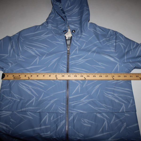 Weatherproof Sz M Blue White Hooded Pockets Full Zip Polyurethane Poly Aw Jacket