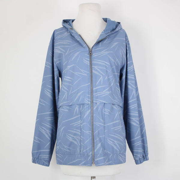 Weatherproof Sz M Blue White Hooded Pockets Full Zip Polyurethane Poly Aw Jacket