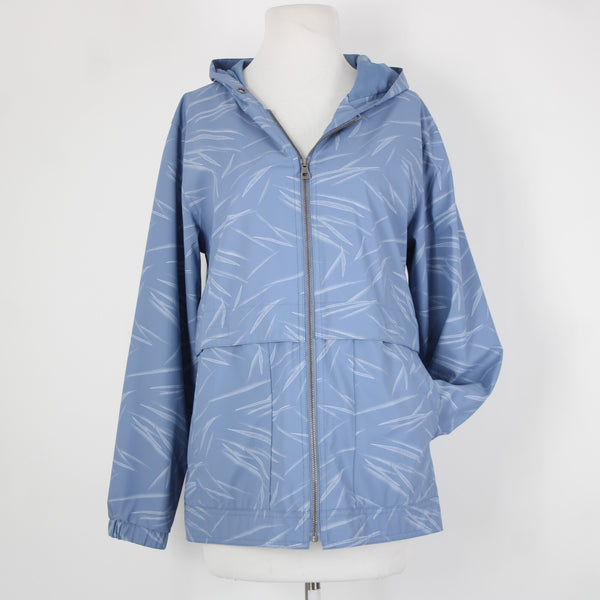 Weatherproof Sz M Blue White Hooded Pockets Full Zip Polyurethane Poly Aw Jacket