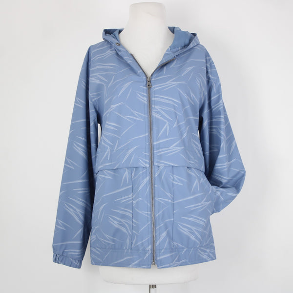 Weatherproof Sz M Blue White Hooded Pockets Full Zip Polyurethane Poly Aw Jacket