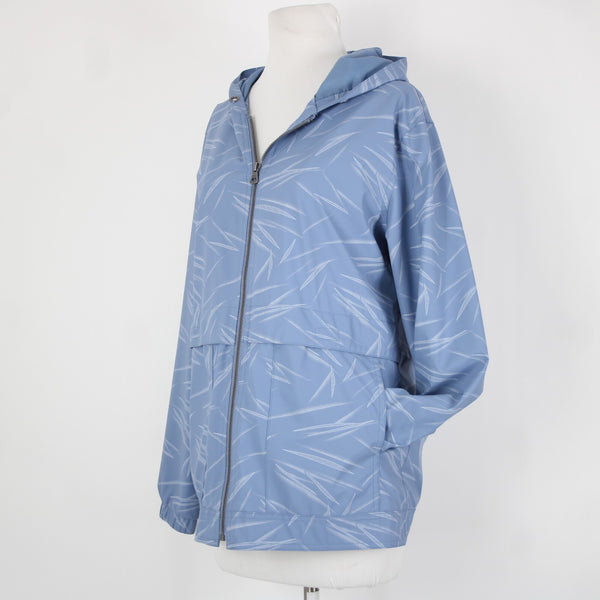 Weatherproof Sz M Blue White Hooded Pockets Full Zip Polyurethane Poly Aw Jacket