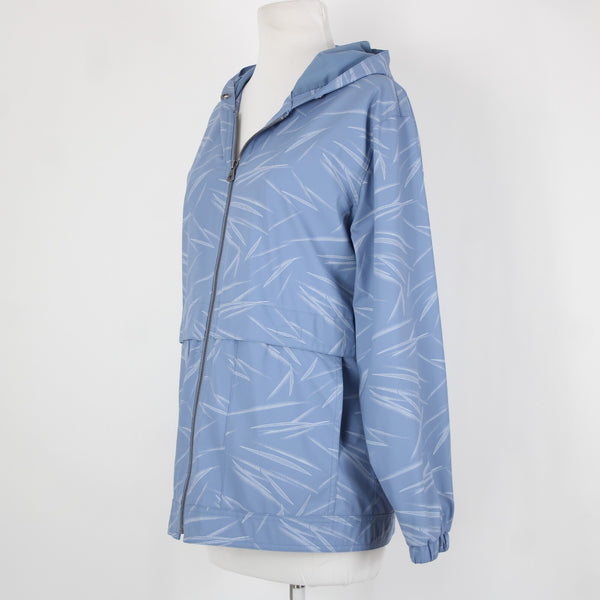 Weatherproof Sz M Blue White Hooded Pockets Full Zip Polyurethane Poly Aw Jacket