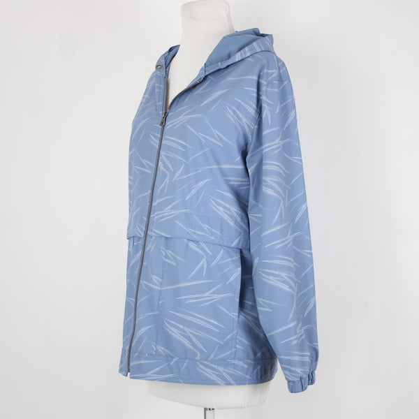 Weatherproof Sz M Blue White Hooded Pockets Full Zip Polyurethane Poly Aw Jacket
