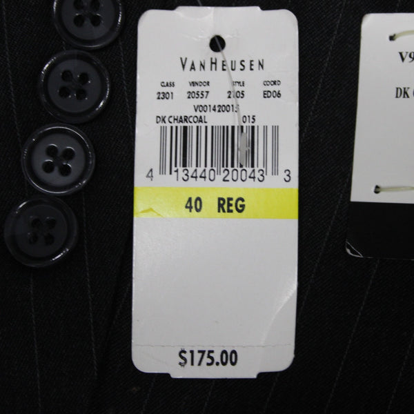 Calvin Klein NEW $175 Sz 40R Dark Charcoal Pinstripe Polyester Blend Jacket