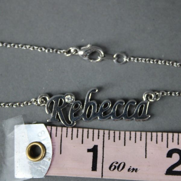 REBECCA NEW Name Silvertone Rhinestone 14.5" w 4.5" Multi Ring Ext Necklace