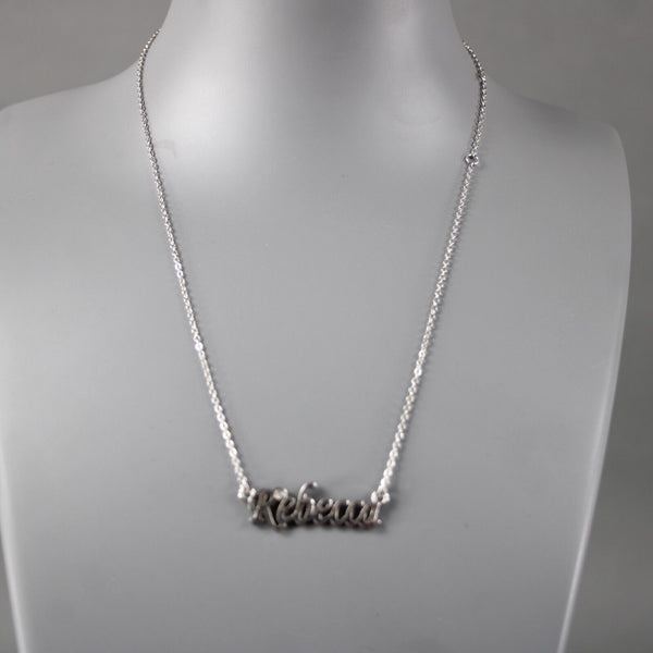 REBECCA NEW Name Silvertone Rhinestone 14.5" w 4.5" Multi Ring Ext Necklace