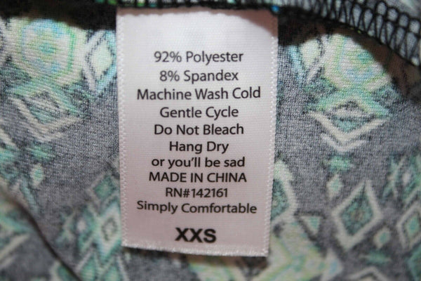 LuLaRoe Sz XXS Black Lime Multi Hi Lo Soft Poly Spandex Oversize Tunic Top
