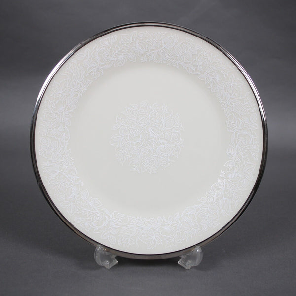 Lenox Moonspun 8" Cream White Silver Platinum Trim Floral Bone China Plate