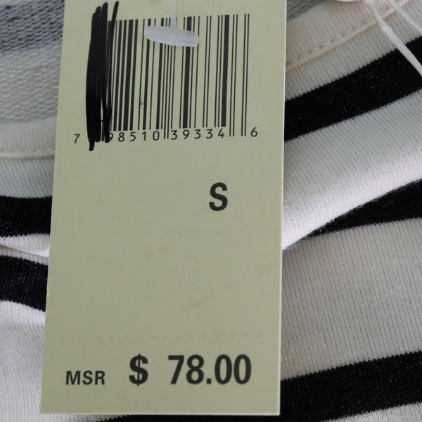 Max Studio NEW $78 Weekend Sz S Cream Black Striped Rayon Polyester Top