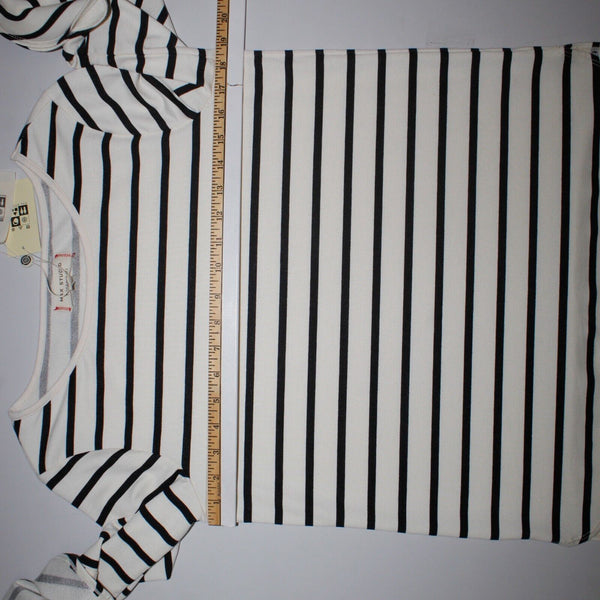 Max Studio NEW $78 Weekend Sz S Cream Black Striped Rayon Polyester Top