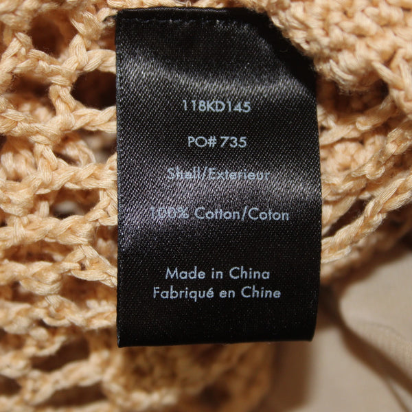 Elizabeth And James Dress Sz S Warm Tan Crochet Overlay 100% Cotton Lined Dress
