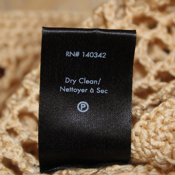 Elizabeth And James Dress Sz S Warm Tan Crochet Overlay 100% Cotton Lined Dress