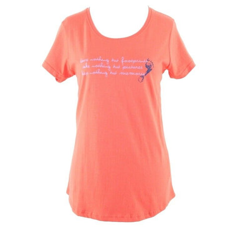 Mountain Warehouse NEW $30 Sz 10 Coral Blue Footprints 100% Cotton Knit Top