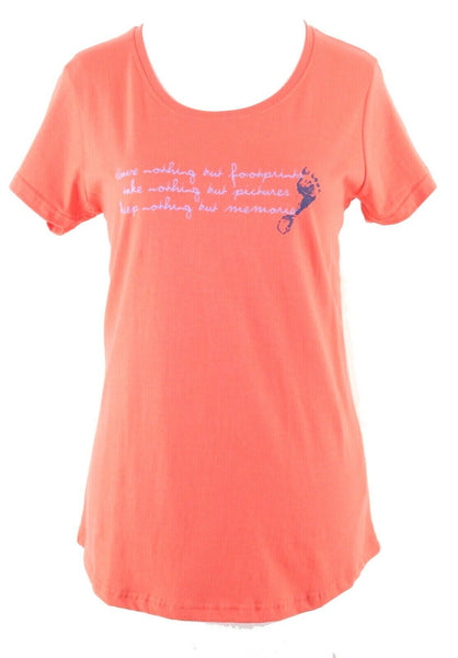 Mountain Warehouse NEW $30 Sz 10 Coral Blue Footprints 100% Cotton Knit Top