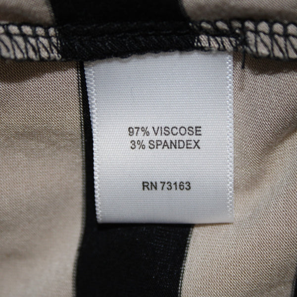 Carson Kressley Dress NEW Sz L Black Tan Strip Sleeveless Viscose Spandex Dress