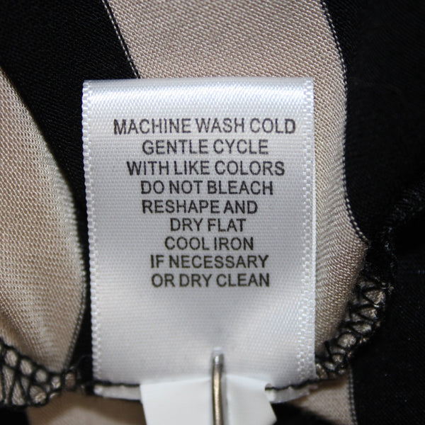 Carson Kressley Dress NEW Sz L Black Tan Strip Sleeveless Viscose Spandex Dress