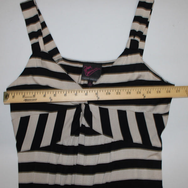 Carson Kressley Dress NEW Sz L Black Tan Strip Sleeveless Viscose Spandex Dress