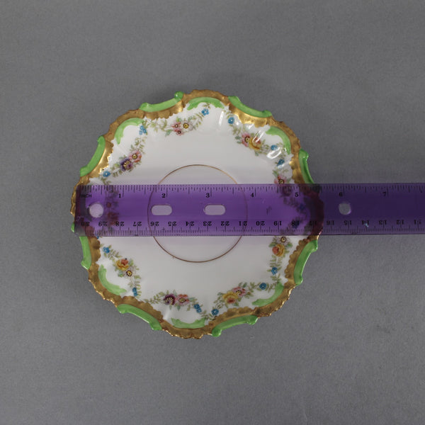 Limoges Tea Cup With Saucer Green Multi Hand Painted Porcelain Tea Cup W Saucer