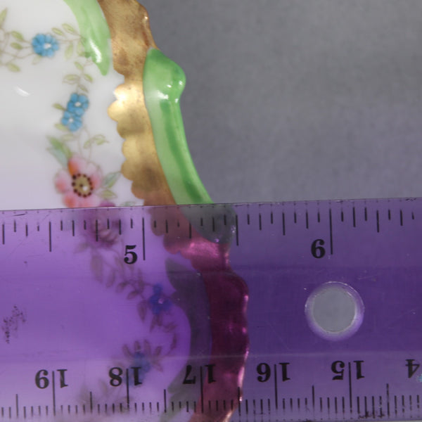 Limoges Tea Cup With Saucer Green Multi Hand Painted Porcelain Tea Cup W Saucer