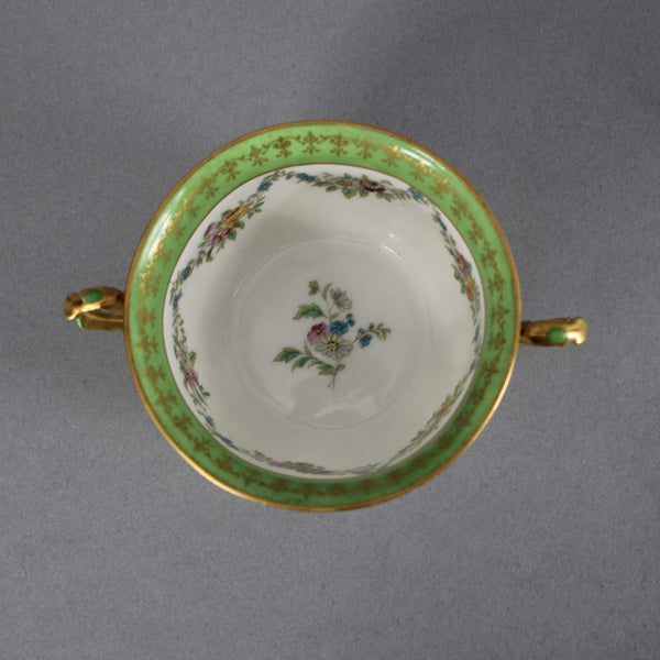 Limoges Tea Cup With Saucer Green Multi Hand Painted Porcelain Tea Cup W Saucer