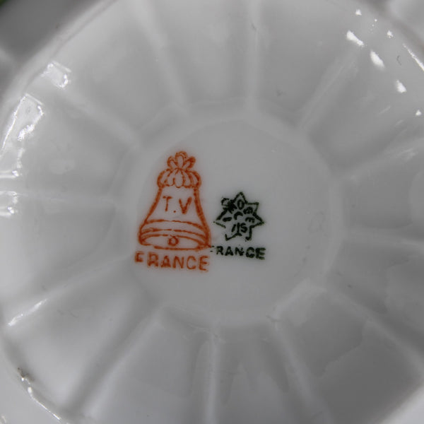 Limoges Tea Cup With Saucer Green Multi Hand Painted Porcelain Tea Cup W Saucer