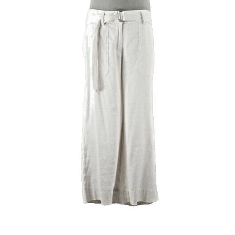 Ann Taylor Loft NEW $70 Sz S x 25 Cream Linen Blend Belted Boho Pant